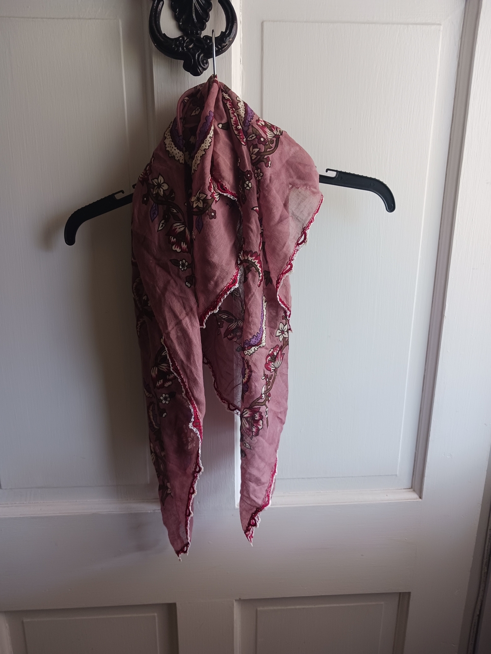 Turkish Oya Style Scarf Vintage Hijab Headscarf Bandana Mauve Floral Design